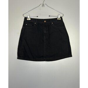 H&M Divided Skirt US 8 Black Denim Mini High Rise Pockets Casual Cotton 90s Fall